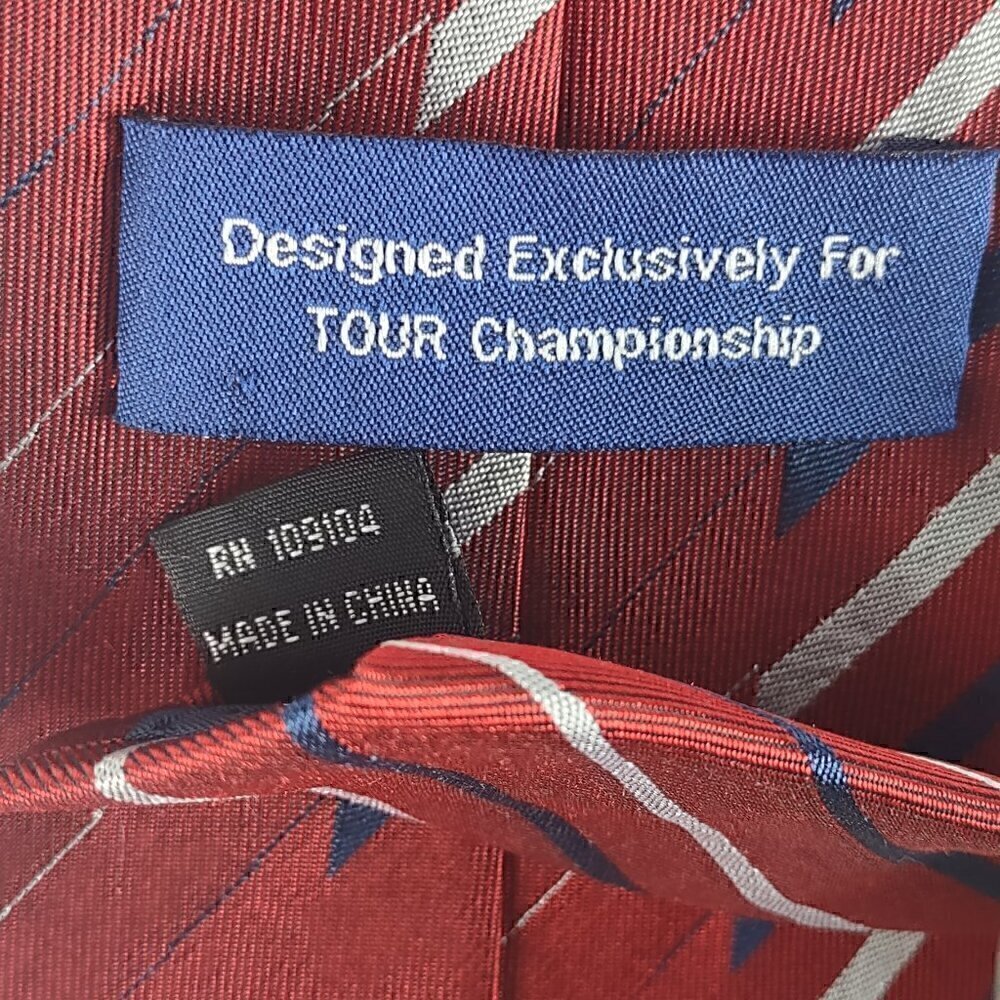 PGA Tour Men's Red, Blue, Silver Striped 100% Silk Necktie - Picture 9 of 9